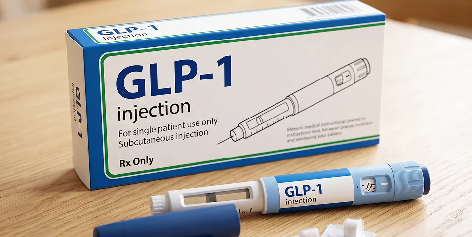 Compounded GLP-1 injection pen and box