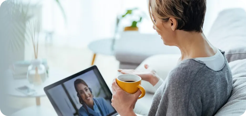 Woman on a virtual consultation with her provider
