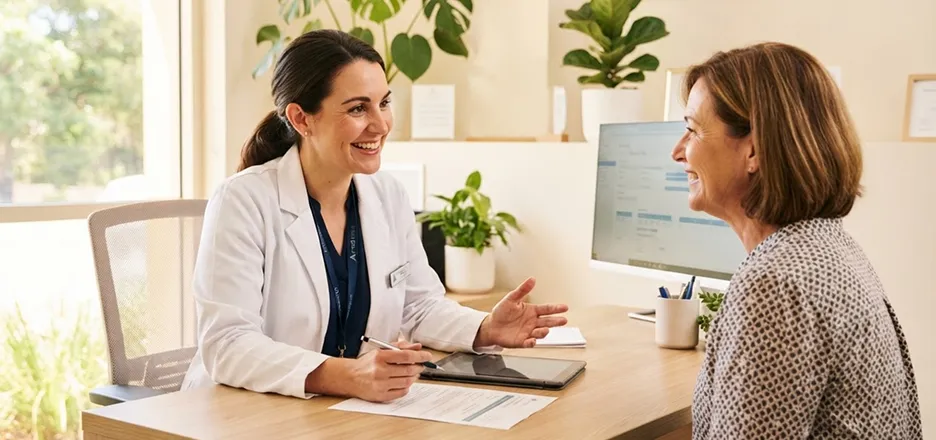 Provider talking with a patient during a consultation